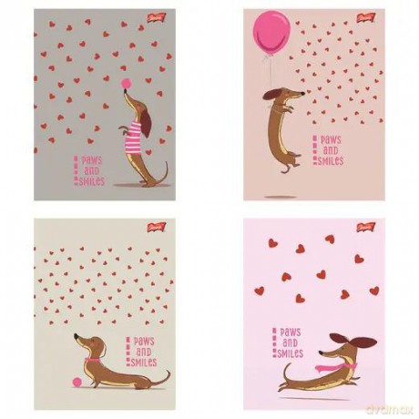 Paczka Zeszyt A4 32k.krata okładka laminowana Lovely Dachshund mix 15 sztuk