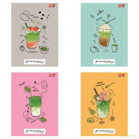 Paczka Zeszyt A4 32k.linia dwukolorowa okładka laminowana Matcha Mood mix 15 sztuk