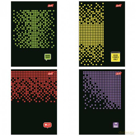 Paczka Zeszyt A5 96k.linia okładka laminowana Pixel Pulse mix 10 sztuk