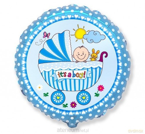 Balon foliowy Wózek dla chłopca 45cm