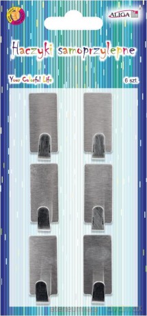 Haczyki samoprzylepne metalowe 1,5x3,5cm 6szt