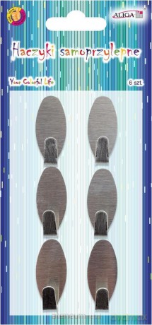 Haczyki samoprzylepne metalowe 1,5x3,5cm 6szt