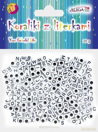 Koraliki plastikowe z literkami 6x6mm 25g