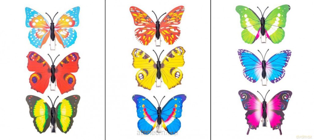 Motylki dekoracyjne 7,5cm 3szt MIX