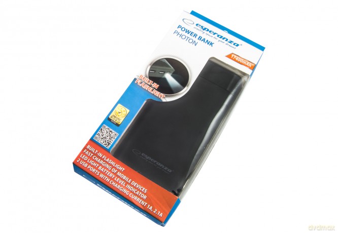 Esperanza Power Bank 17400mah Photon Led Light Czarny