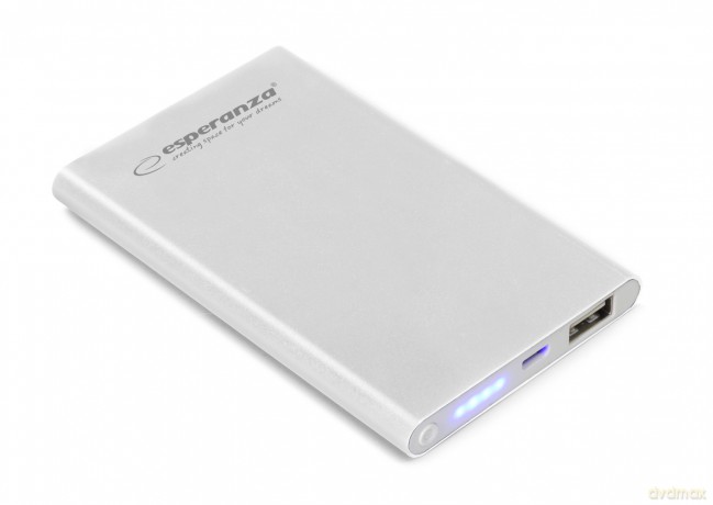 Esperanza Power Bank 4400mah Super Slim Nucleus Srebrny