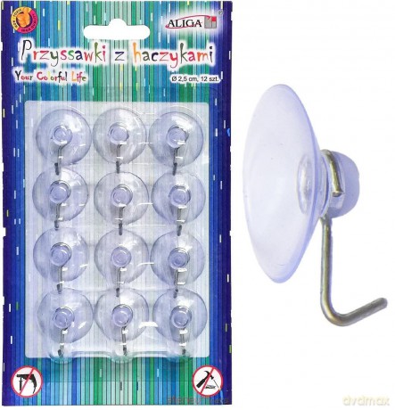 Przyssawki z haczykami 2,5cm 12szt
