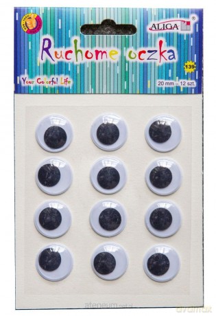 Ruchome oczka samoprzylepne 20 mm 12szt