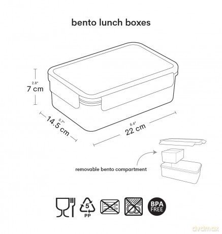 A little lovely company - Bento lunch box: Princesses - Purple - 22 x 7 x 14.5 cm
