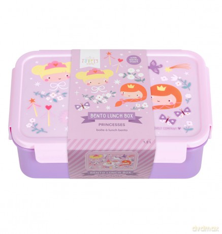 A little lovely company - Bento lunch box: Princesses - Purple - 22 x 7 x 14.5 cm