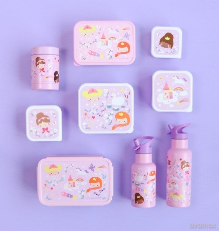 A little lovely company - Bento lunch box: Princesses - Purple - 22 x 7 x 14.5 cm