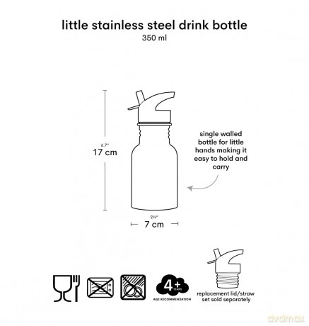 A little lovely company - Little stainless steel drink bottle - Dinosaur - 7 x 17 x 7 cm