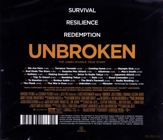Unbroken soundtrack (Niezłomny) (Alexandre Desplat) [CD]