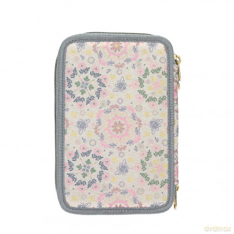 Topmodel - TOPModel Triple Pencil Case - FESTIVAL FUN - Cream, Light Blue