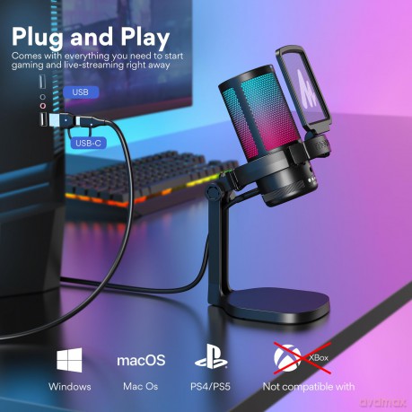 MAONO DGM20 GamerWave Condenser USB Gaming RGB Microphone