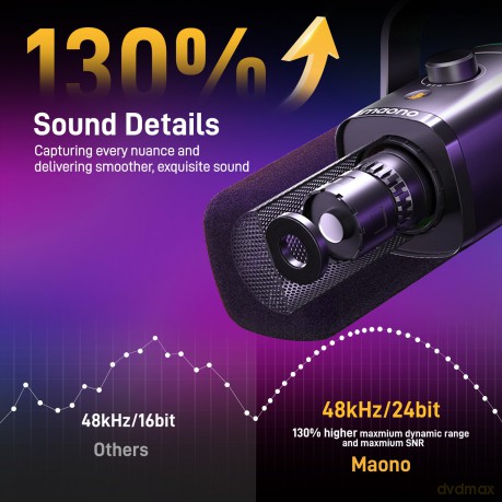 MAONO PD100XS Dynamic RGB USB/XLR Microphone with Arm Stand, black