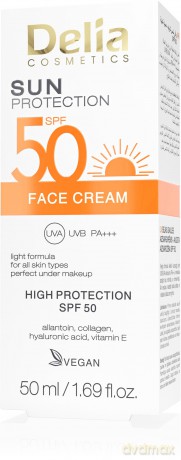 DELIA SUN PROTECT.Lekki krem d/twarzy SPF50 50ml