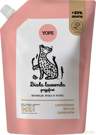 YOPE Naturalne mydło w płynie zapas Biała Lawenda i Grejpfrut 600 ml