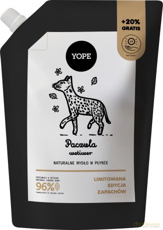 YOPE Naturalne mydło w płynie zapas Paczula i Wetiwer 600 ml