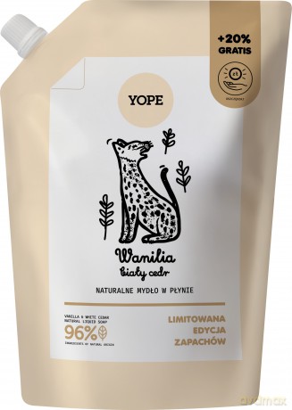 YOPE Naturalne mydło w płynie zapas Wanilia i Biały Cedr 600 ml