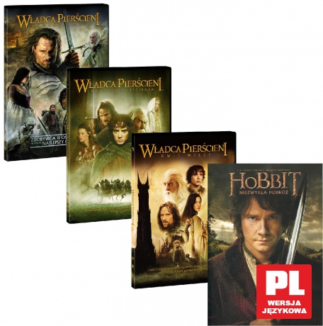 Władca Pierścieni Trylogia: Drużyna Pierścienia / Dwie Wieże / Powrót Króla / Hobbit: Niezwykła Podróż (slim) Pakiet [4DVD]