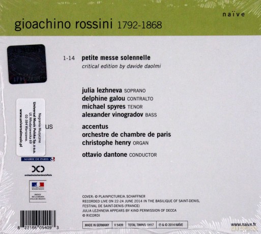 Ottavio Dantone: Rossini Petite Messe Solennelle [CD]