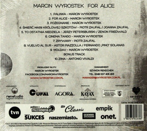 Marcin Wyrostek: For Alice [CD]