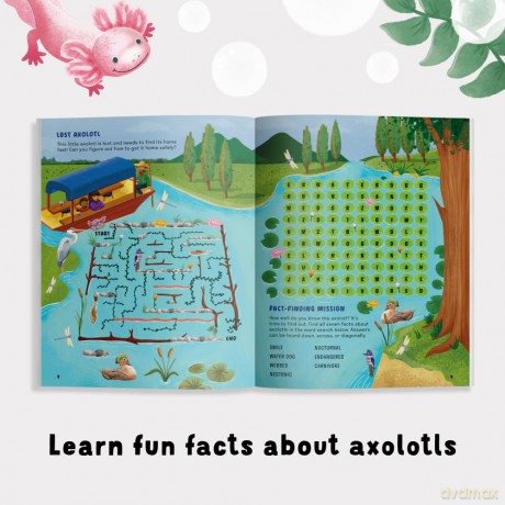 Amazing Axolotls: An Activity Book for Kids with Colouring, Mazes, Crosswords, and More - Little Bigfoot [KSIĄŻKA]