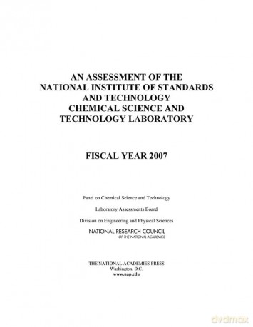 An Assessment of the National Institute of Standards and Technology Chemical Science and Technology Laboratory: Fiscal Year 2007 - No Author Stated [KSIĄŻKA]