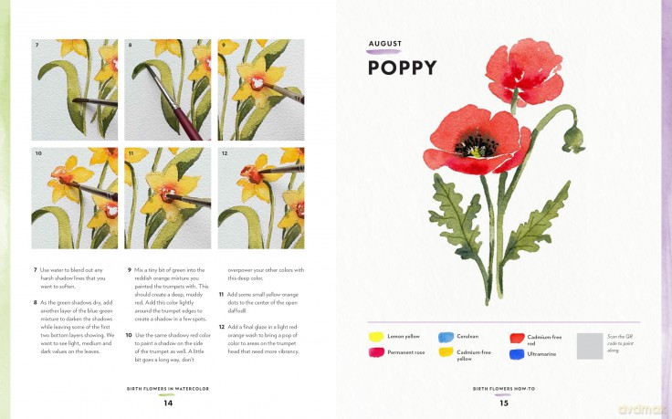Birth Flowers in Watercolor: A Creative Guide to Painting Personal Floral Art for Every Month - Includes Watercolor Pad with Sketches-No Drawing Required! - Kirsten Van Leuven [KSIĄŻKA]