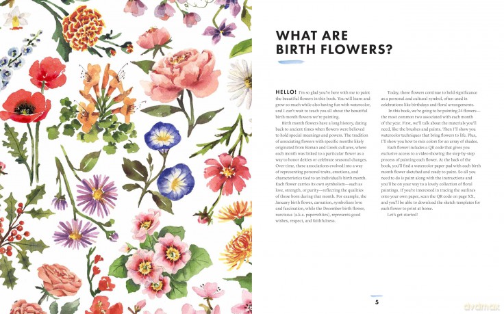 Birth Flowers in Watercolor: A Creative Guide to Painting Personal Floral Art for Every Month - Includes Watercolor Pad with Sketches-No Drawing Required! - Kirsten Van Leuven [KSIĄŻKA]