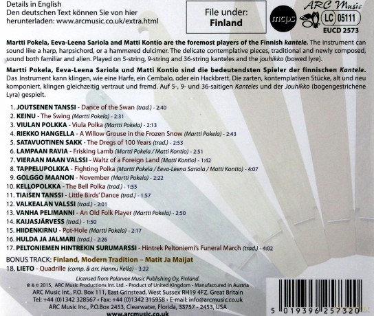 Eeva-Leena Sariola, Matti Kontio Martti Pokela: The Art Of The Finnish Kantele [CD]