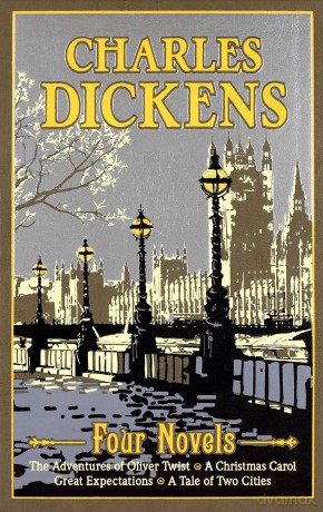 Charles Dickens Four Novels: The Adventures of Oliver Twist, A Christmas Carol, Great Expectations, A Tale of Two Cities (Leather-bound Classics) - Charles Dickens [KSIĄŻKA]