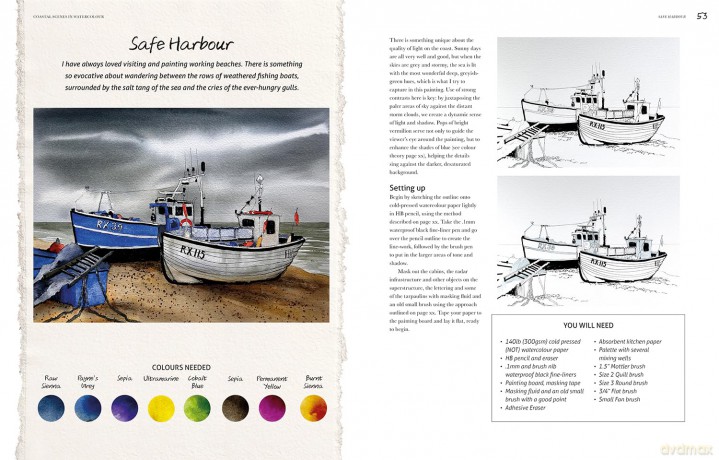 Coastal Scenes in Watercolour: Techniques and Tutorials for the Complete Beginner (Art Techniques) - Lois Davidson [KSIĄŻKA]
