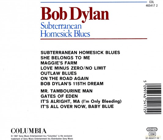 Bob Dylan: SUBTERRANEAN HOMESICK BLUES [CD]