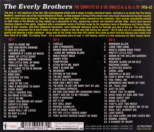 The Everly Brothers: The Complete US & UK singles As & Bs & EPs 1956-62 [3CD]