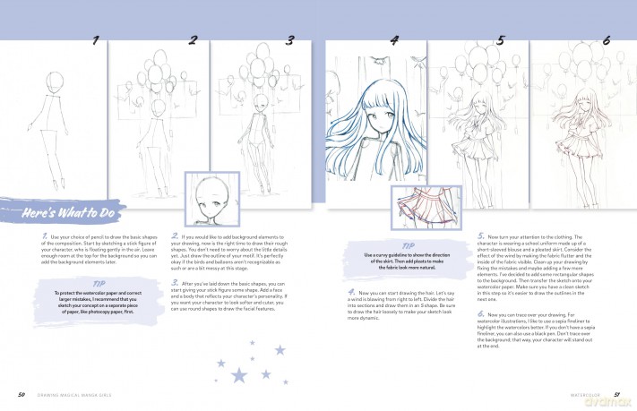 Drawing Magical Manga Girls: Draw, Color, and Watercolor Manga and Anime Characters - Huyen Reichert [KSIĄŻKA]