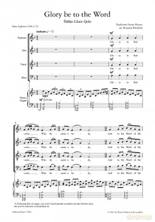 Glory be to the World (Mixed Voice Choir and Piano or Organ) - Roxanna Panufnik [KSIĄŻKA]