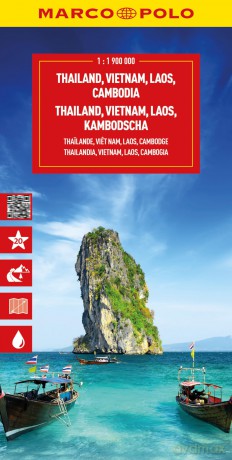 Marco Polo Thailand, Vietnam, Laos, Cambodia Road Map: Travel Map for Road Trips with Top Sights and Scenic Routes (Folded Map): Myanmar, Laos, Kambodscha (Marco Polo Maps) [KSIĄŻKA]