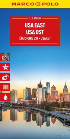 Marco Polo USA East Road Map: Travel Map for Road Trips with Top Sights and Scenic Routes (Folded Map): Atlantic Coast, Great Lakes and Appalachian Mountains (Marco Polo Maps) [KSIĄŻKA]