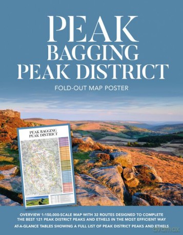 Peak Bagging: Peak District Fold-out Map Poster: Folding poster map (438mm x 672mm) with 32 routes designed to complete the best 121 Peak District Peaks and Ethels in the most efficient way [KSIĄŻKA]