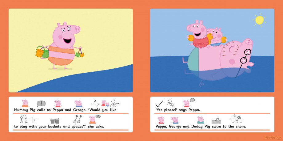 Peppa Pig: At The Beach - A Symbolised Picture Book (Peppa Pig Symbolised Stories) [KSIĄŻKA]