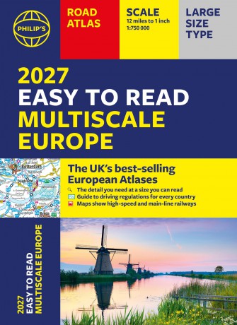 Philip's 2027 Easy to Read Multiscale Road Atlas of Europe: A4 Paperback (Philip's Road Atlases) - Philips Maps [KSIĄŻKA]