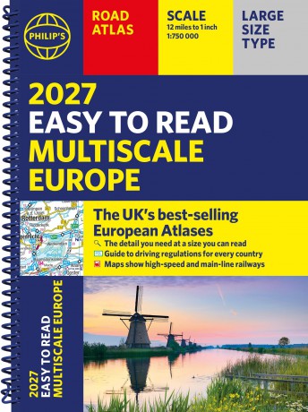 Philip's 2027 Easy to Read Multiscale Road Atlas of Europe: A4 Spiral edition (Philip's Road Atlases) - Philips Maps [KSIĄŻKA]