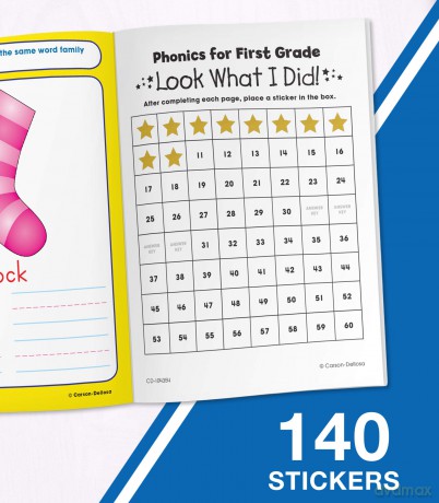 Phonics for First Grade, Grade 1: Gold Star Edition (Home Workbooks: Gold Star Edition) - Carson Education [KSIĄŻKA]
