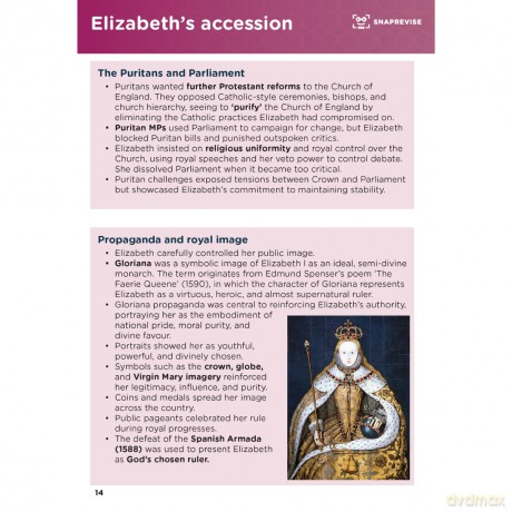 SnapRevise GCSE History Summary Notes: Elizabethan England - Neha Mall [KSIĄŻKA]