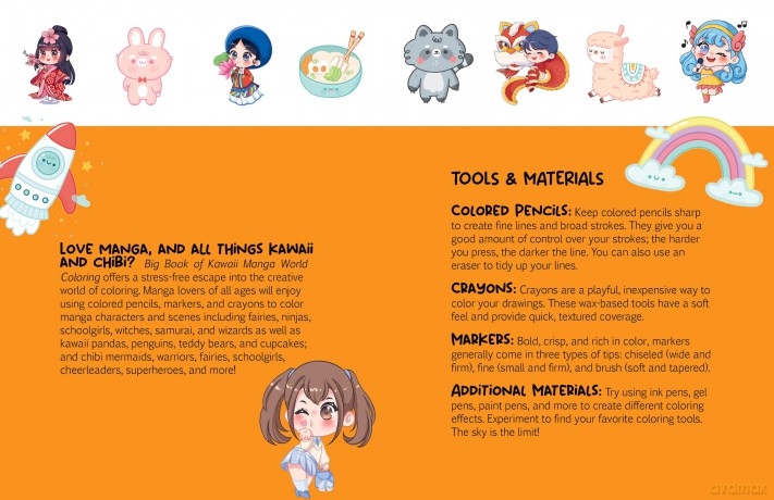 The Big Book of Kawaii Manga World Coloring: 130+ Coloring Pages - Piuuvy Et Al [KOMIKS]