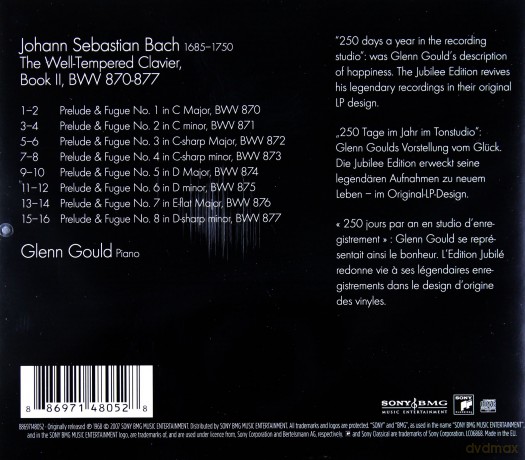 Glenn Gould: Bach: The Well-Tempered Clavier, Book II, BWV 870-877 [CD]