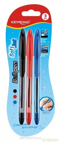 Długopis Ball Pen miękki uchwyt 0,7mm 3szt