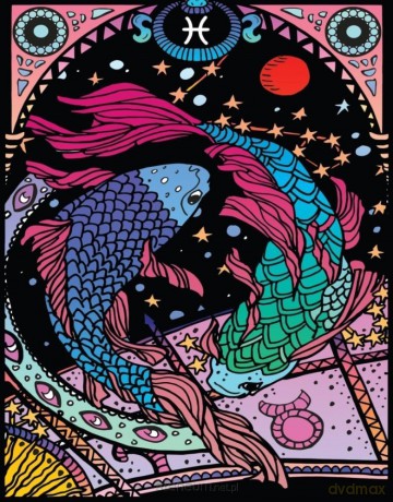 Kolorowanka welwetowa A4 Zodiak Ryby